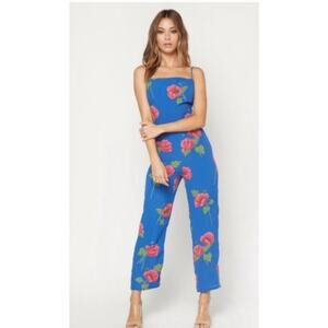 Flynn Skye Floral Cutout Sleeveless Rosalie Blue Pink Jumpsuit size Small
